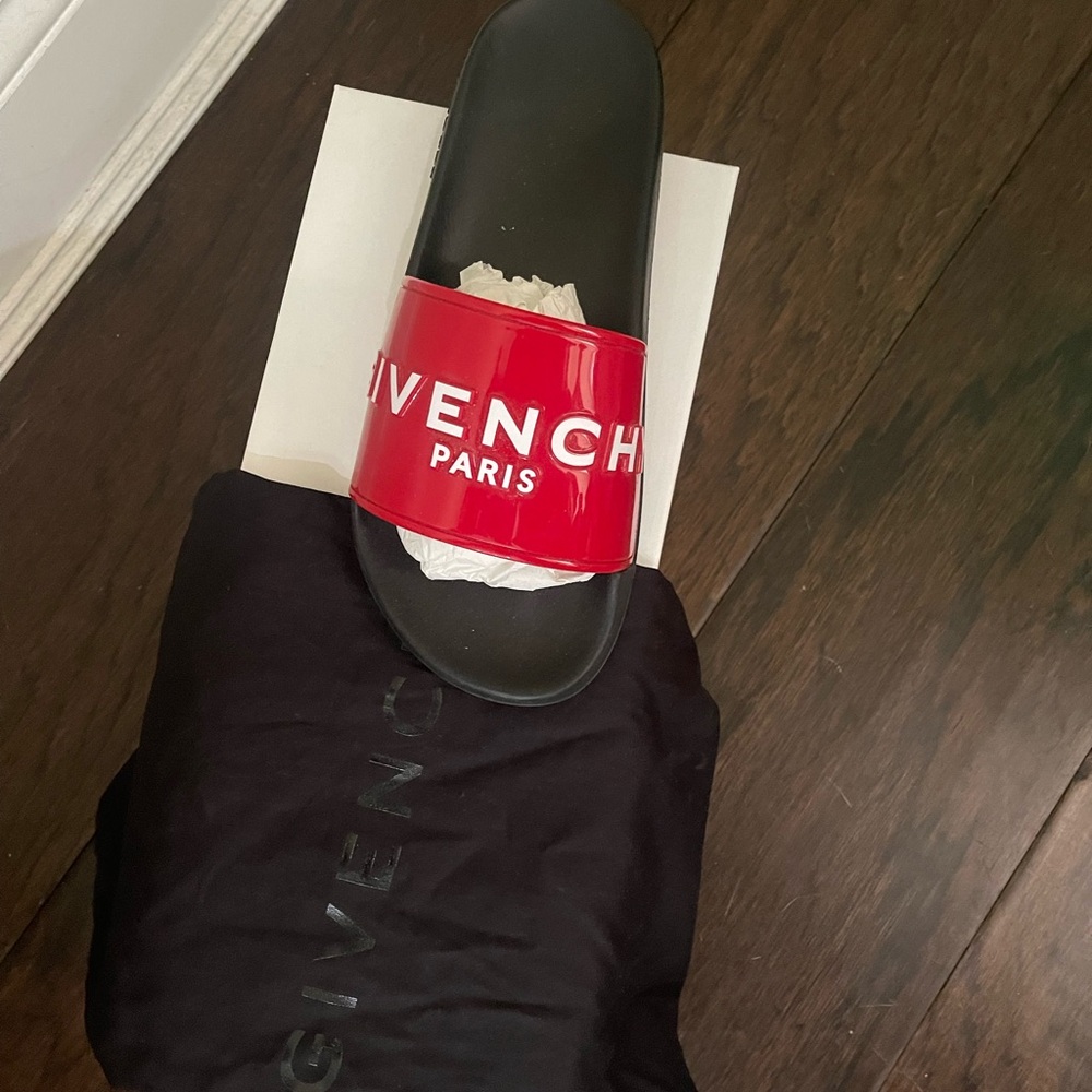 Givenchy Black and Red Logo Slides
